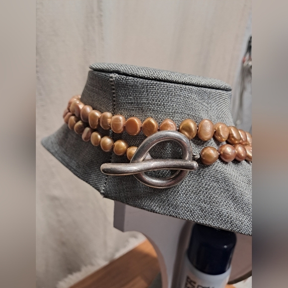 Bronze Freshwater Genuine Pearl Necklace Strand - Picture 3 of 3